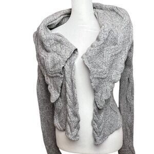 Banana Republic Lambs Wool Cashmere Blend Gray Cropped Cable Shrug Size M